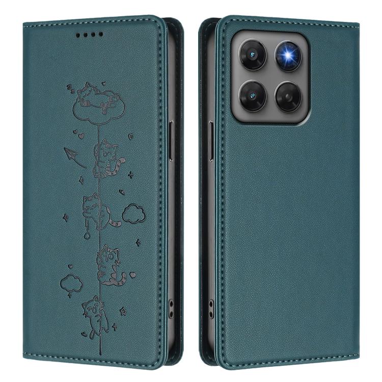 For Motorola Moto G47 5G / G37 / G37 Power 5G Cute Cats Embossed Magnetic RFID Vegan Leather Phone Case