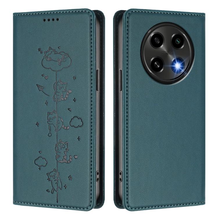 For OPPO A2 Pro 5G / F27 Pro 5G Cute Cats Embossed Magnetic RFID Vegan Leather Phone Case