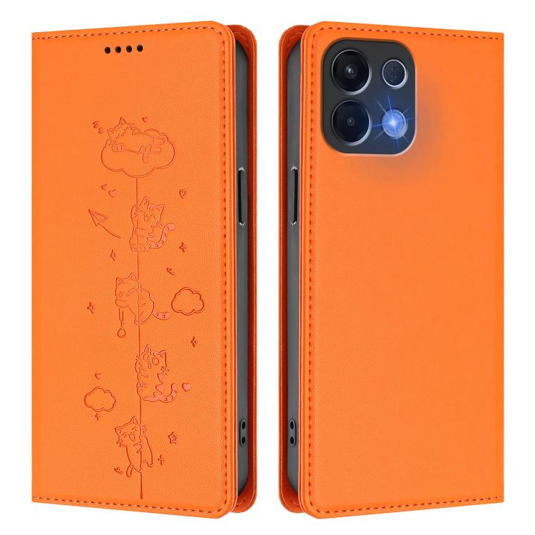 For OPPO K13 5G India Cute Cats Embossed Magnetic RFID Vegan Leather Phone Case