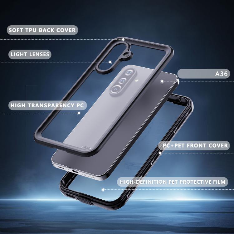 For Samsung Galaxy A36 / A37 RedPepper Transparent Dot Shockproof Waterproof PC + TPU Phone Case - Black