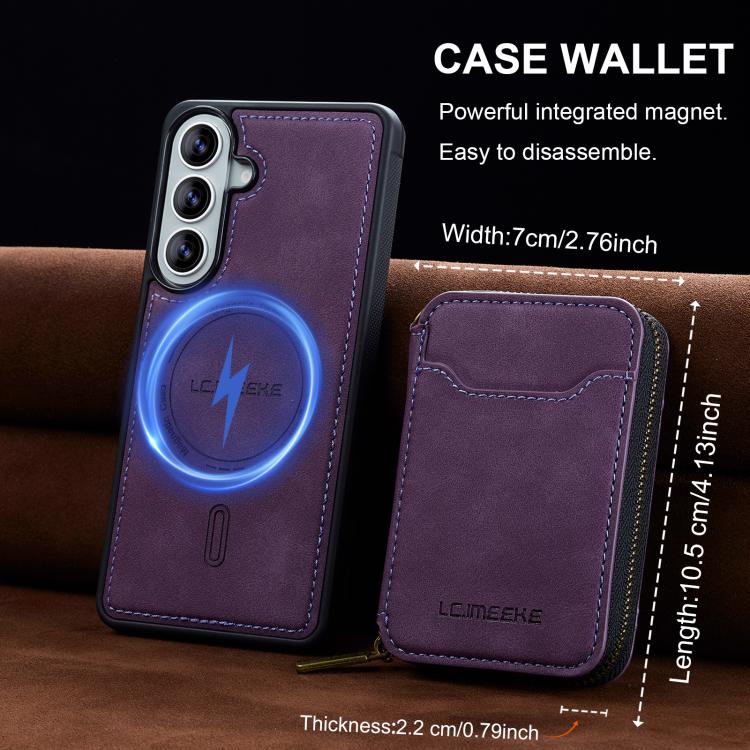 For Samsung Galaxy A57 5G LC.IMEEKE L6 Series Zipper Card Bag MagSafe Magnetic Phone Case