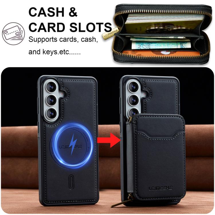 For Samsung Galaxy A57 5G LC.IMEEKE L6 Series Zipper Card Bag MagSafe Magnetic Phone Case