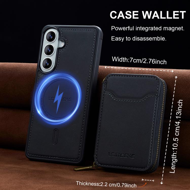 For Samsung Galaxy A57 5G LC.IMEEKE L6 Series Zipper Card Bag MagSafe Magnetic Phone Case