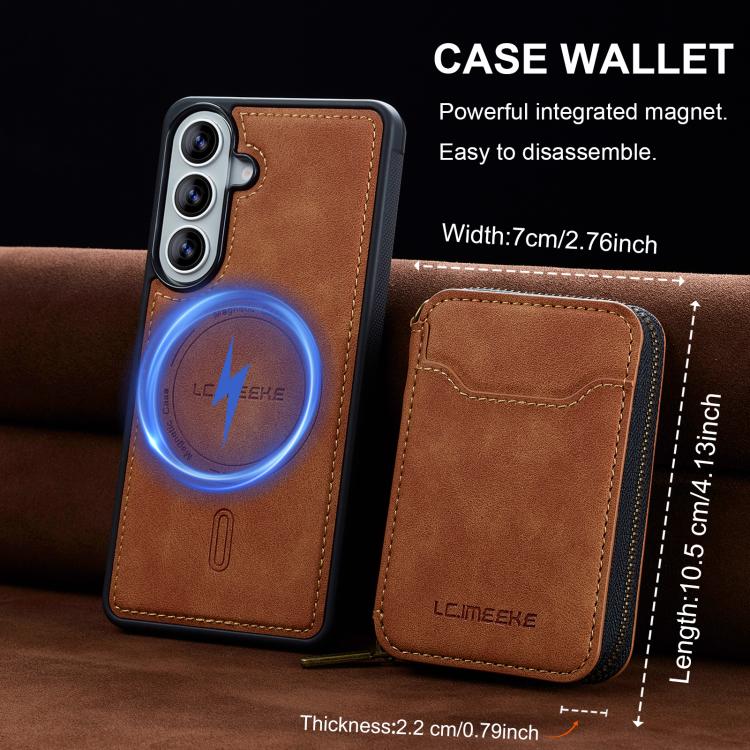 For Samsung Galaxy A57 5G LC.IMEEKE L6 Series Zipper Card Bag MagSafe Magnetic Phone Case
