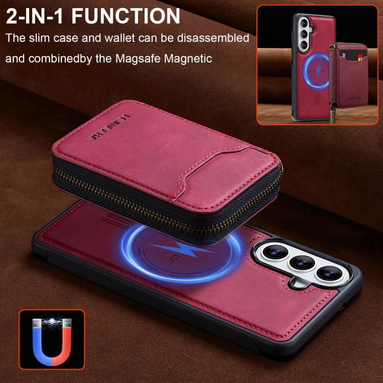 For Samsung Galaxy A57 5G LC.IMEEKE L6 Series Zipper Card Bag MagSafe Magnetic Phone Case