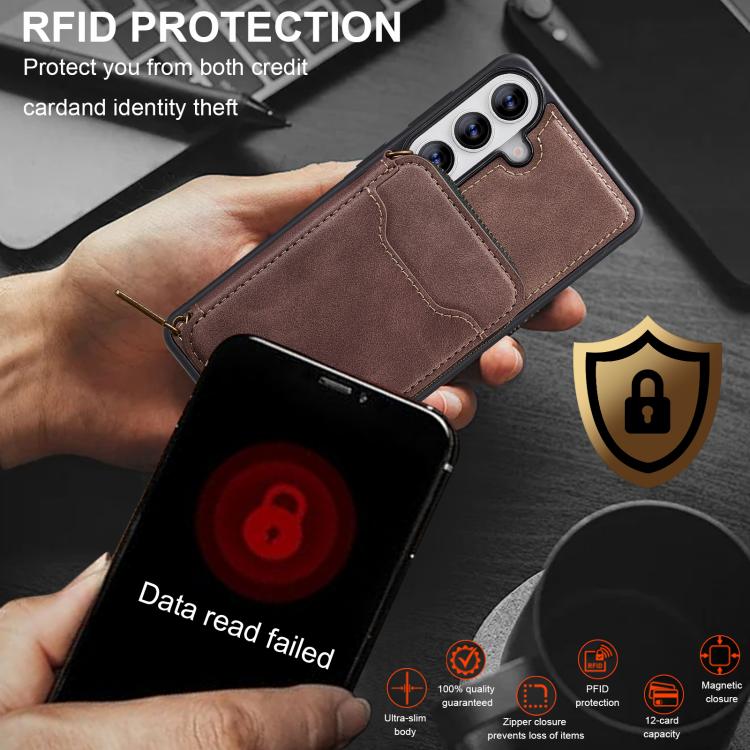 For Samsung Galaxy A57 5G LC.IMEEKE L6 Series Zipper Card Bag MagSafe Magnetic Phone Case