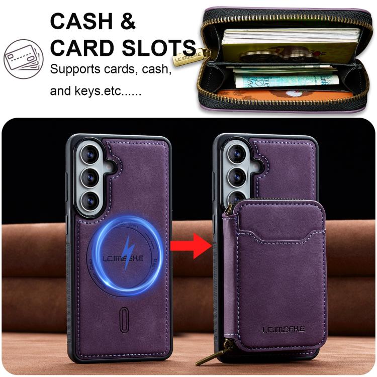 For Samsung Galaxy A37 5G LC.IMEEKE L6 Series Zipper Card Bag MagSafe Magnetic Phone Case