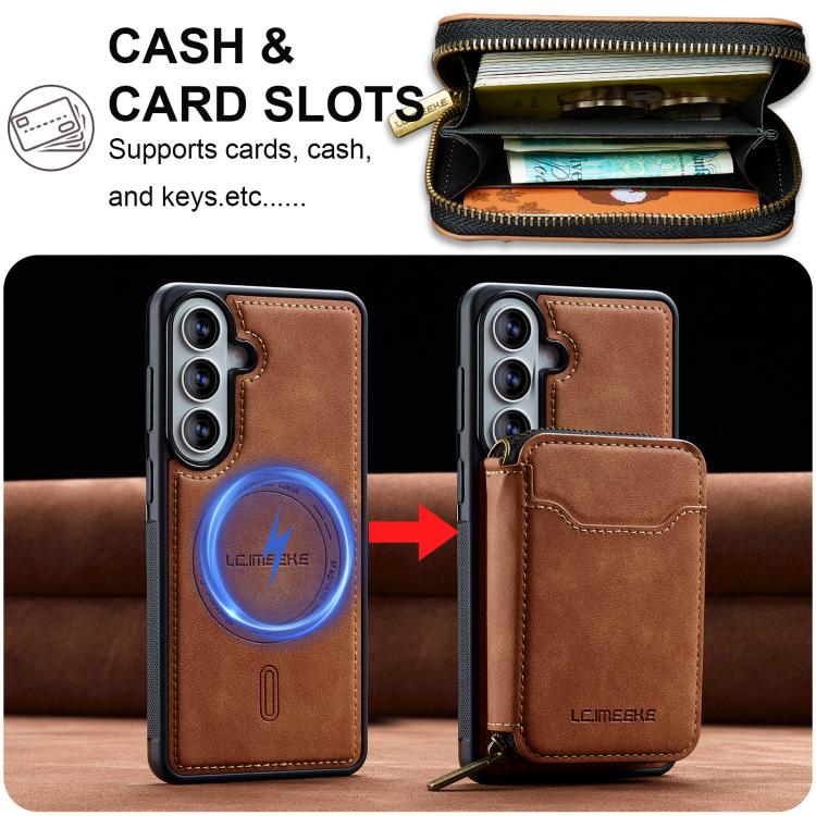 For Samsung Galaxy A37 5G LC.IMEEKE L6 Series Zipper Card Bag MagSafe Magnetic Phone Case