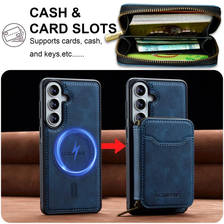 For Samsung Galaxy A37 5G LC.IMEEKE L6 Series Zipper Card Bag MagSafe Magnetic Phone Case