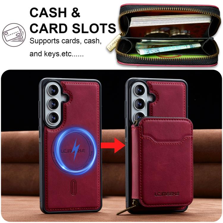 For Samsung Galaxy A37 5G LC.IMEEKE L6 Series Zipper Card Bag MagSafe Magnetic Phone Case