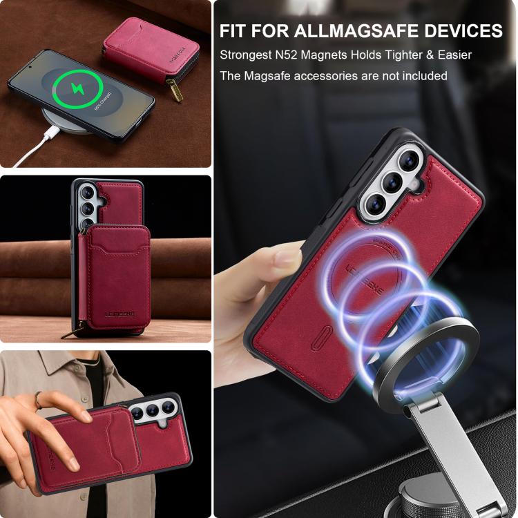For Samsung Galaxy A37 5G LC.IMEEKE L6 Series Zipper Card Bag MagSafe Magnetic Phone Case