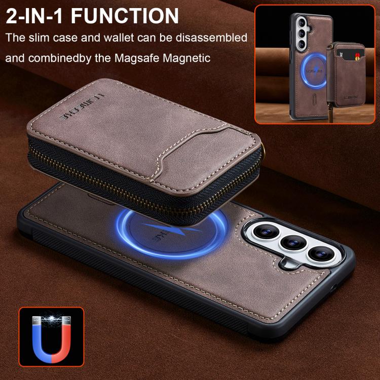 For Samsung Galaxy A37 5G LC.IMEEKE L6 Series Zipper Card Bag MagSafe Magnetic Phone Case