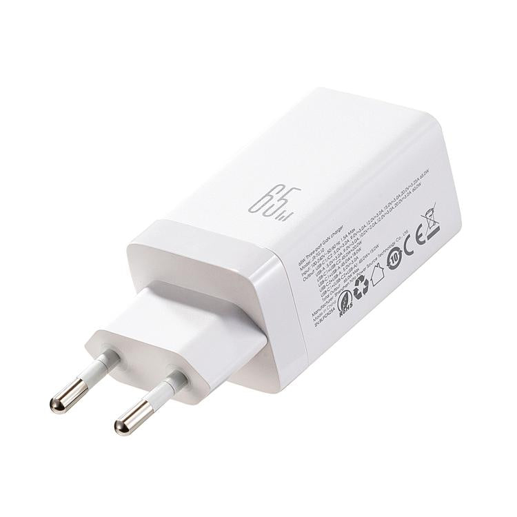 JOYROOM JR-TG10 65W GaN Dual Type-C, USB 3-Port Charger with Type-C to Type-C Cable, Plug:EU Plug