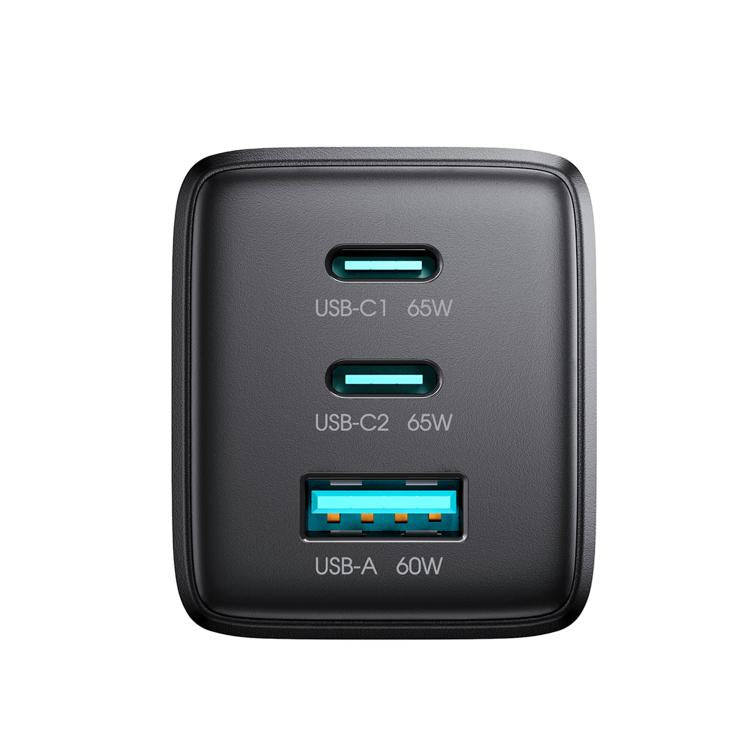 JOYROOM JR-TG10 65W GaN Dual Type-C, USB 3-Port Charger with Type-C to Type-C Cable, Plug:EU Plug