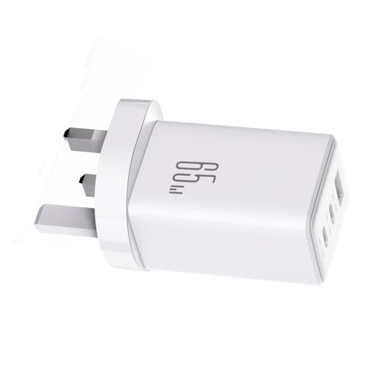 JOYROOM JR-TG10 65W GaN Dual Type-C, USB 3-Port Charger with Type-C to Type-C Cable, Plug:UK Plug