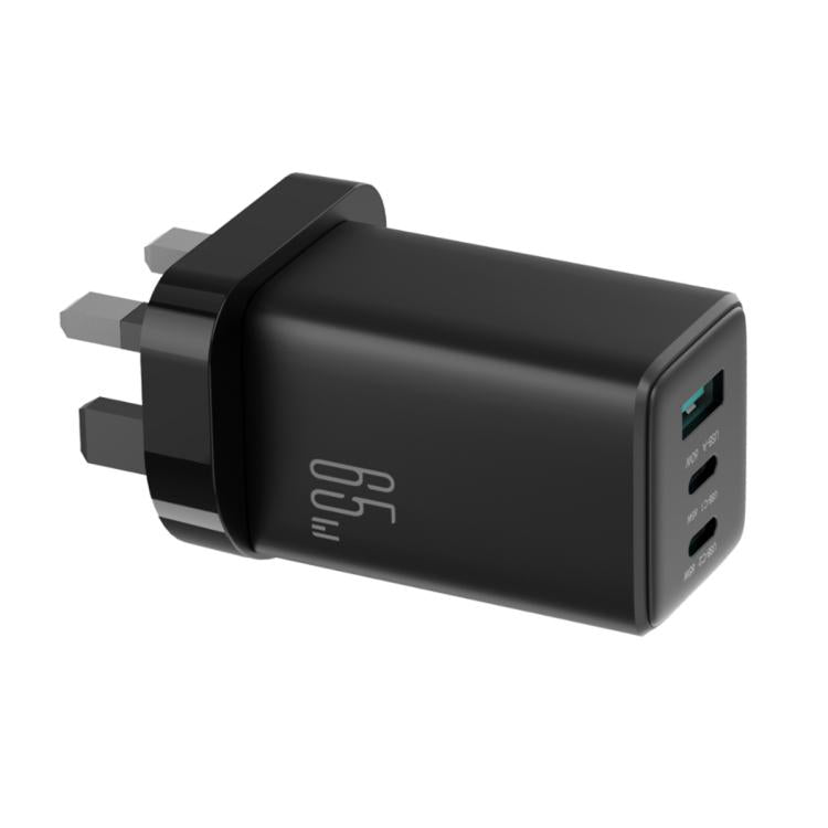 JOYROOM JR-TG10 65W GaN Dual Type-C, USB 3-Port Charger with Type-C to Type-C Cable, Plug:UK Plug