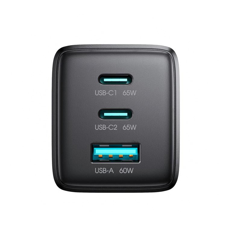 JOYROOM JR-TG10 65W GaN Dual Type-C, USB 3-Port Charger with Type-C to Type-C Cable, Plug:UK Plug