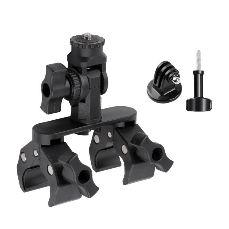 Universal Action Camera Bicycle Handlebar Double-Crab Clamp With Adapter & Screw - Black