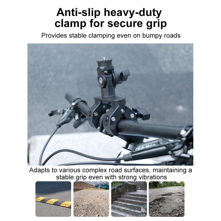 Universal Action Camera Bicycle Handlebar Double-Crab Clamp Single Clamp - Black