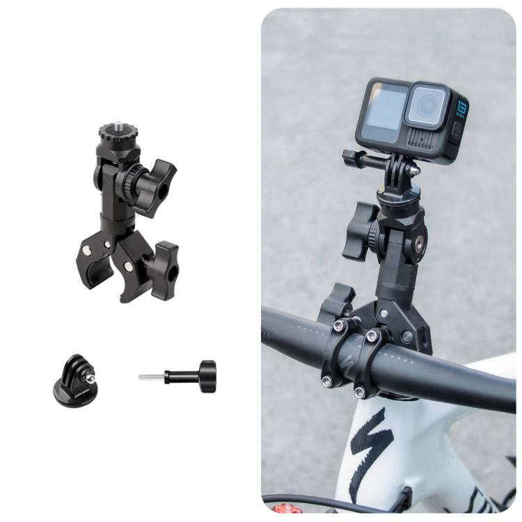 Universal Action Camera Bicycle Handlebar Single-Crab Clamp With Adapter & Screw - Black