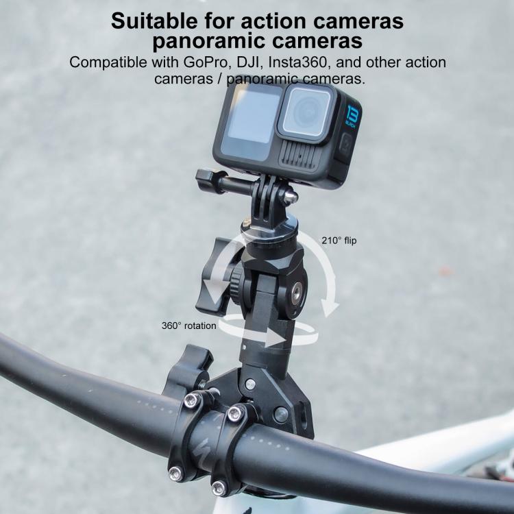 Universal Action Camera Bicycle Handlebar Single-Crab Clamp With Adapter & Screw - Black
