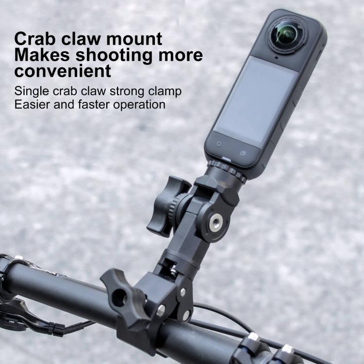 Universal Action Camera Bicycle Handlebar Single-Crab Clamp With Adapter & Screw - Black