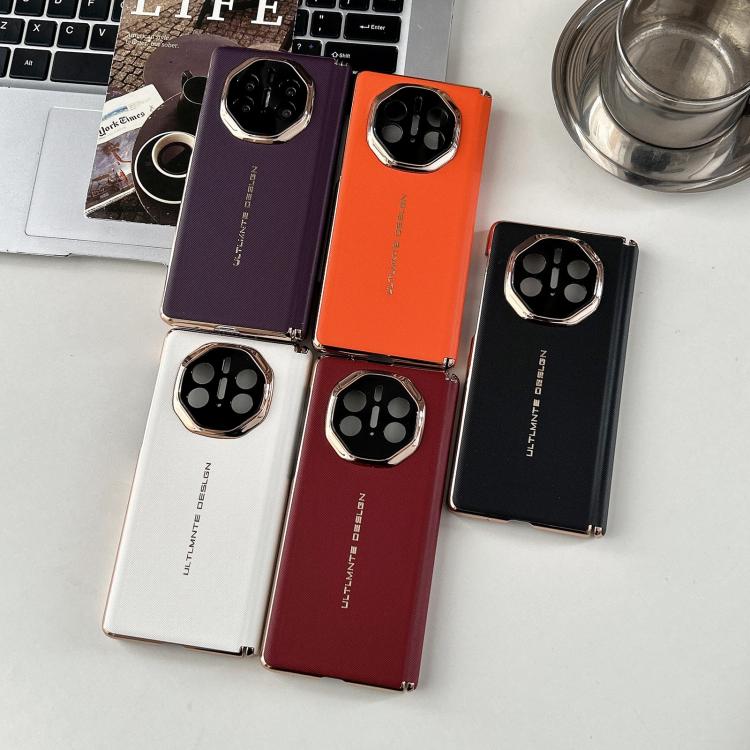 For Huawei Mate X5 Dual-axis Woven Vegan Leather Texture Electroplated Phone Case