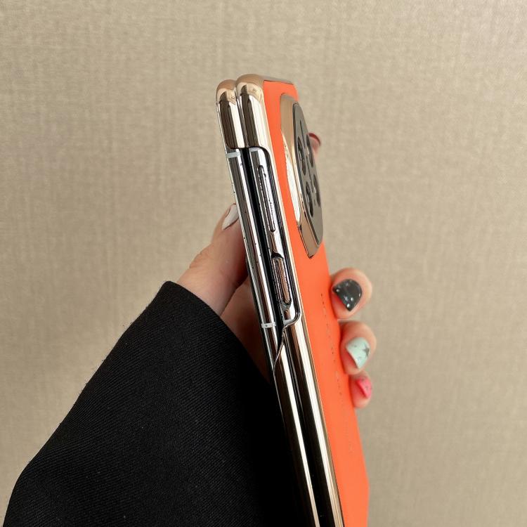 For Huawei Mate X5 Dual-axis Woven Vegan Leather Texture Electroplated Phone Case