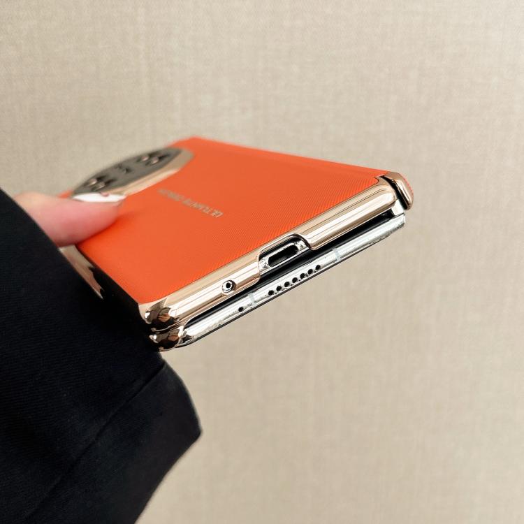 For Huawei Mate X5 Dual-axis Woven Vegan Leather Texture Electroplated Phone Case