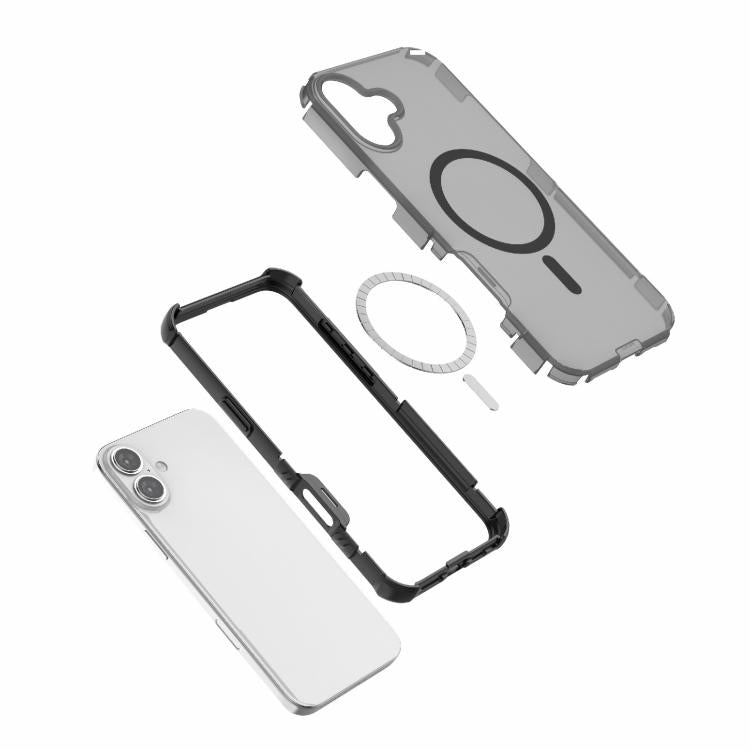 For iPhone 16 Plus Skin-friendly Magnetic PC + TPU Hybrid Shockproof Phone Case