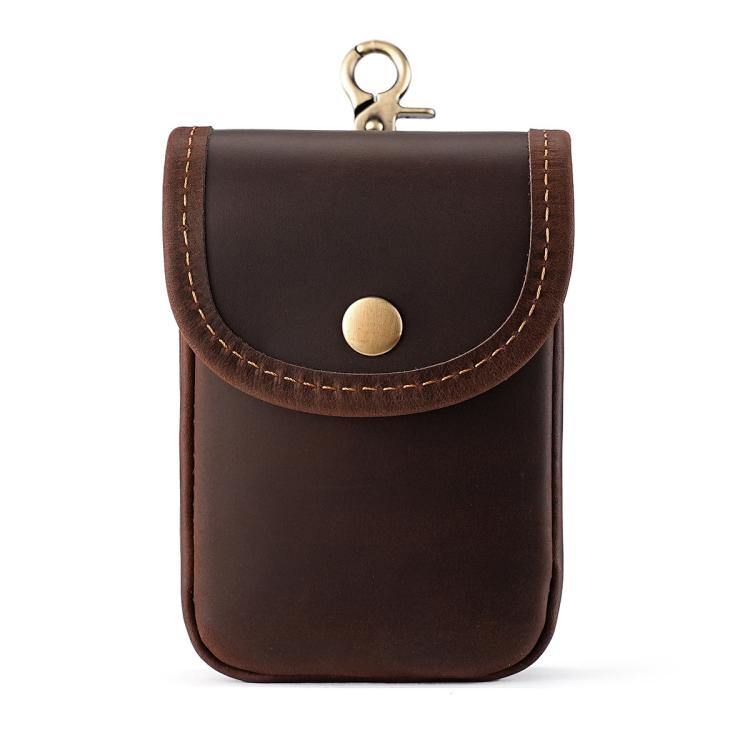Vintage Genuine Leather Men Small Waist Bag Cigarette Case Keys Coin Purse