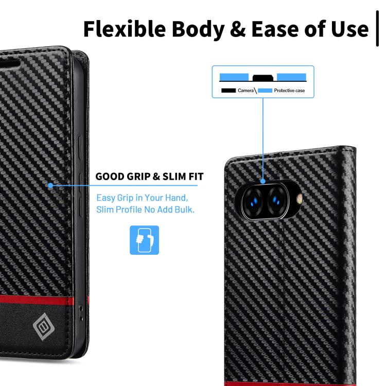 For Google Pixel 10a LC.IMEEKE Carbon Fiber Leather Phone Case
