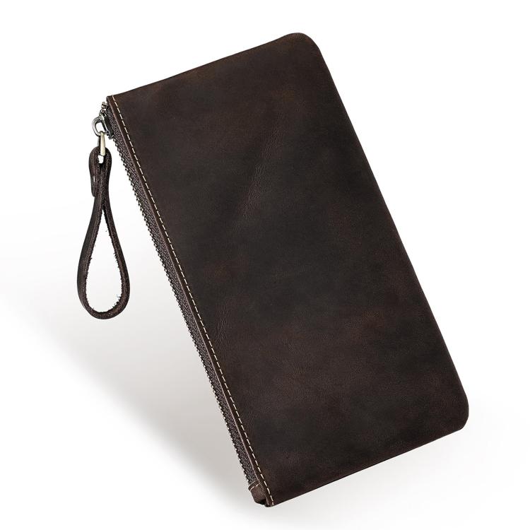 Vintage Genuine Leather Large Capacity Clutch Bag Phone Organizer Wallet Pen Case