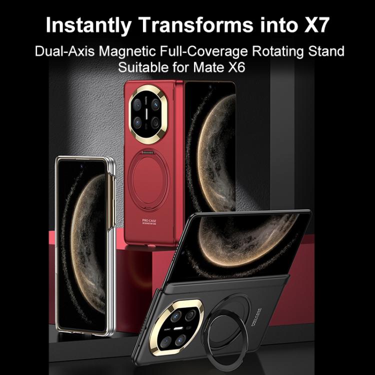 For Huawei Mate X6 GKK Dual Center Magnetic Full Coverage Phone Case with Magnetic Rotating Holder