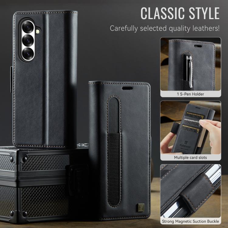 For Samsung Galaxy Z Fold7 5G AutSpace A11 Side Buckle MagSafe Magnetic RFID Phone Leather Case