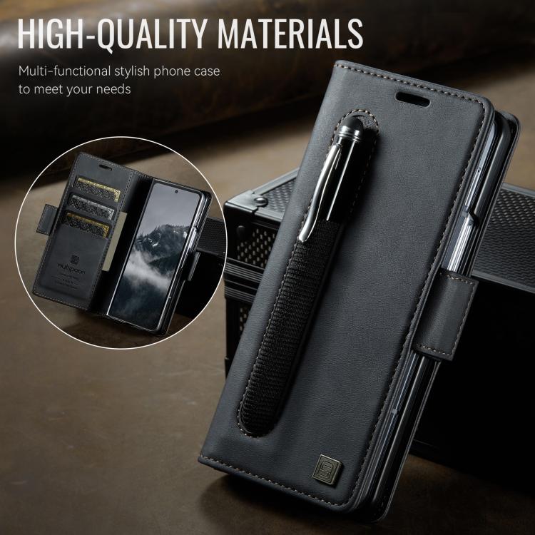 For Samsung Galaxy Z Fold7 5G AutSpace A11 Side Buckle MagSafe Magnetic RFID Phone Leather Case