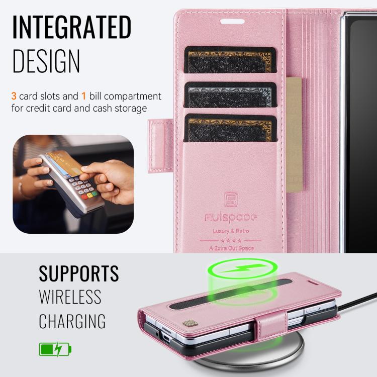 For Samsung Galaxy Z Fold7 5G AutSpace A11 Side Buckle MagSafe Magnetic RFID Phone Leather Case
