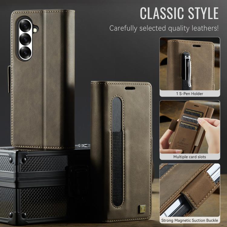For Samsung Galaxy Z Fold7 5G AutSpace A11 Side Buckle MagSafe Magnetic RFID Phone Leather Case