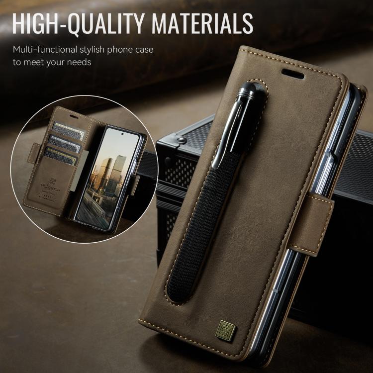 For Samsung Galaxy Z Fold7 5G AutSpace A11 Side Buckle MagSafe Magnetic RFID Phone Leather Case