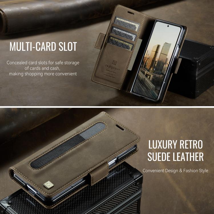 For Samsung Galaxy Z Fold7 5G AutSpace A11 Side Buckle MagSafe Magnetic RFID Phone Leather Case