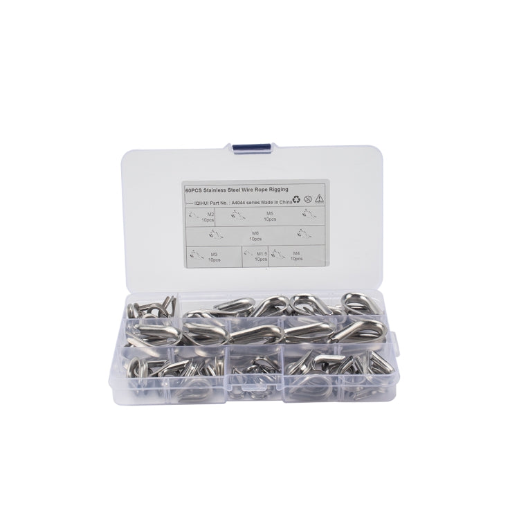 60 PCS M1.5-M6 304 Stainless Steel Cable Rope Thimble Triangle Ring