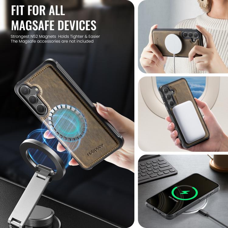For Samsung Galaxy S24 / S25 5G AutSpace A12 MagSafe Magnetic RFID Card Bag Phone Case
