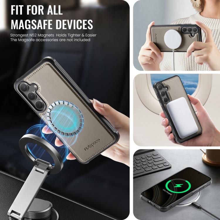 For Samsung Galaxy S24 / S25 5G AutSpace A12 MagSafe Magnetic RFID Card Bag Phone Case
