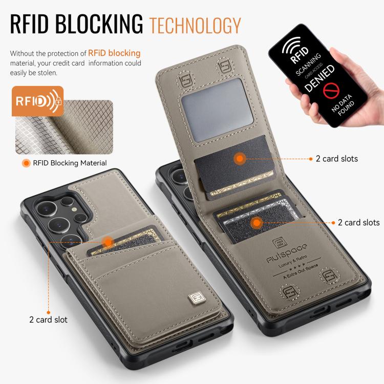 For Samsung Galaxy S24 Ultra 5G AutSpace A12 MagSafe Magnetic RFID Card Bag Phone Case