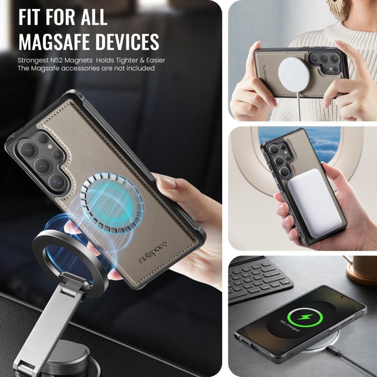 For Samsung Galaxy S24 Ultra 5G AutSpace A12 MagSafe Magnetic RFID Card Bag Phone Case