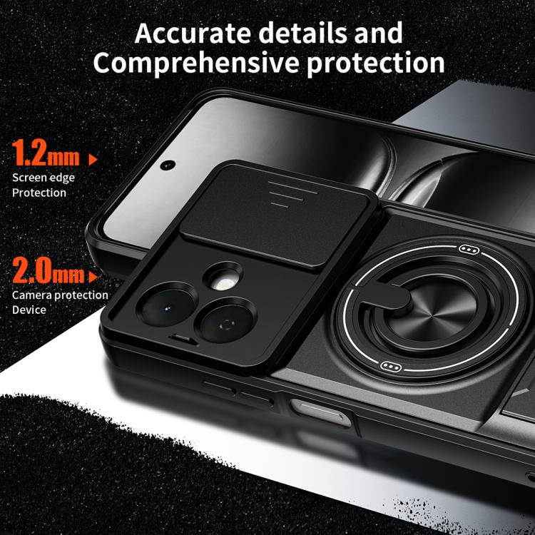 For Tecno Pop 10 / Smart 10 4G Lens Sliding Window Multifunctional Magnetic Shockproof Phone Case
