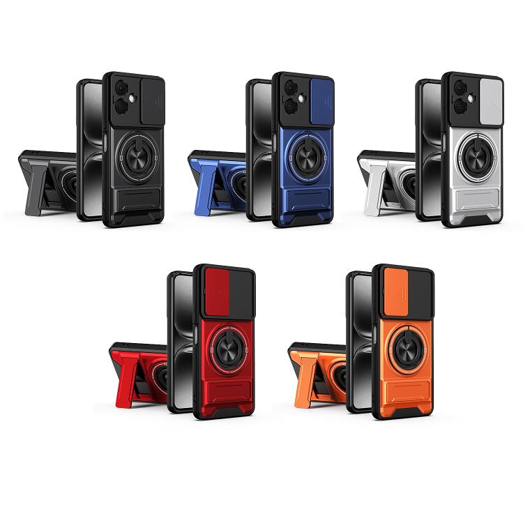For Tecno Pop 10 / Smart 10 4G Lens Sliding Window Multifunctional Magnetic Shockproof Phone Case