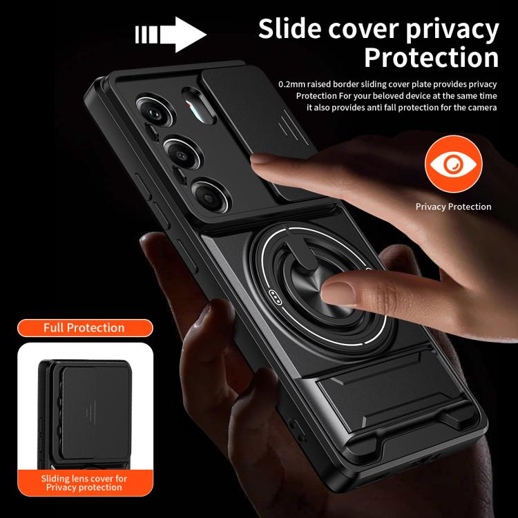 For Tecno Camon 40 Pro 4G Lens Sliding Window Multifunctional Magnetic Shockproof Phone Case