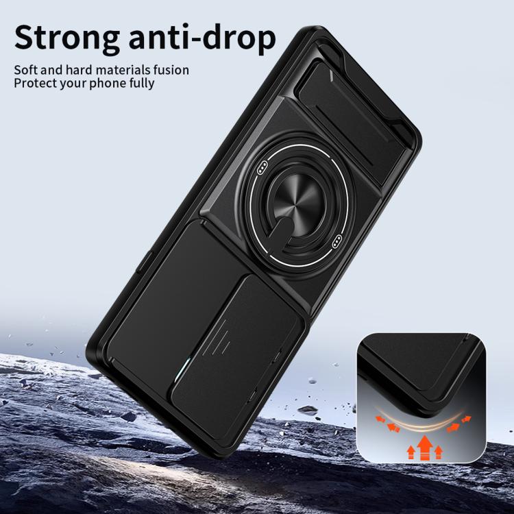 For Tecno Camon 40 Pro 4G Lens Sliding Window Multifunctional Magnetic Shockproof Phone Case