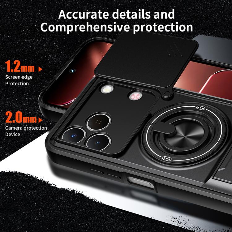 For Tecno Spark 50 4G Lens Sliding Window Multifunctional Magnetic Shockproof Phone Case